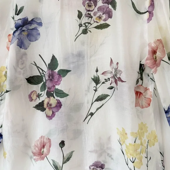 Bailey 44 White Sheer Floral Button-Up Blouse, Size S - Picture 6 of 16